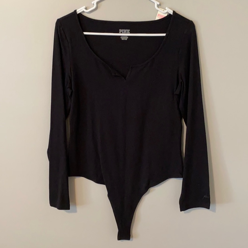 NWT PINK VICTORIA secret bodysuit black